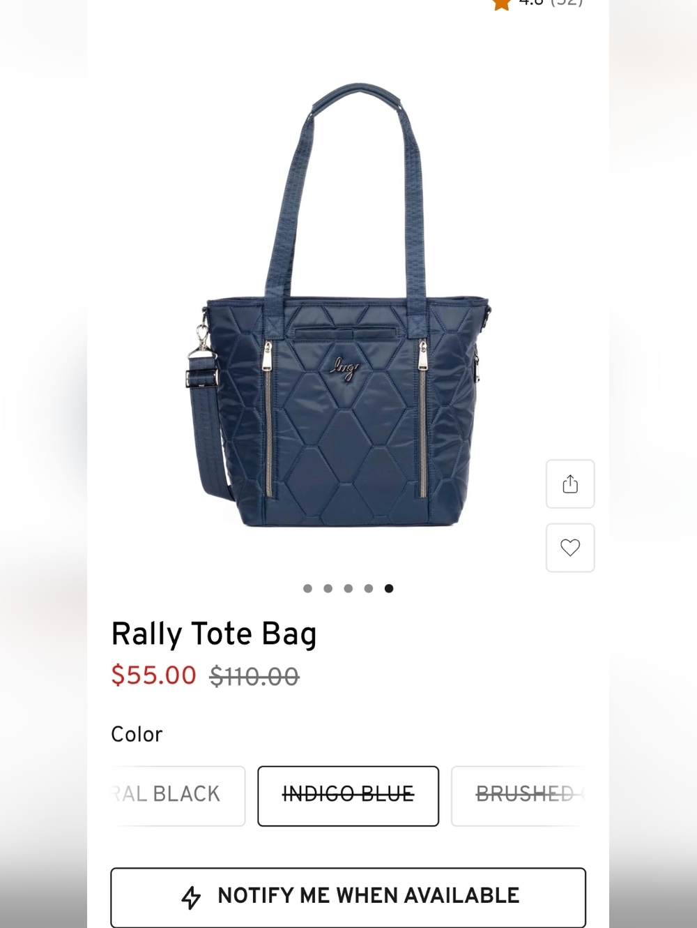 lug Quilted Tote in Navy Blue - Picture 8 of 8